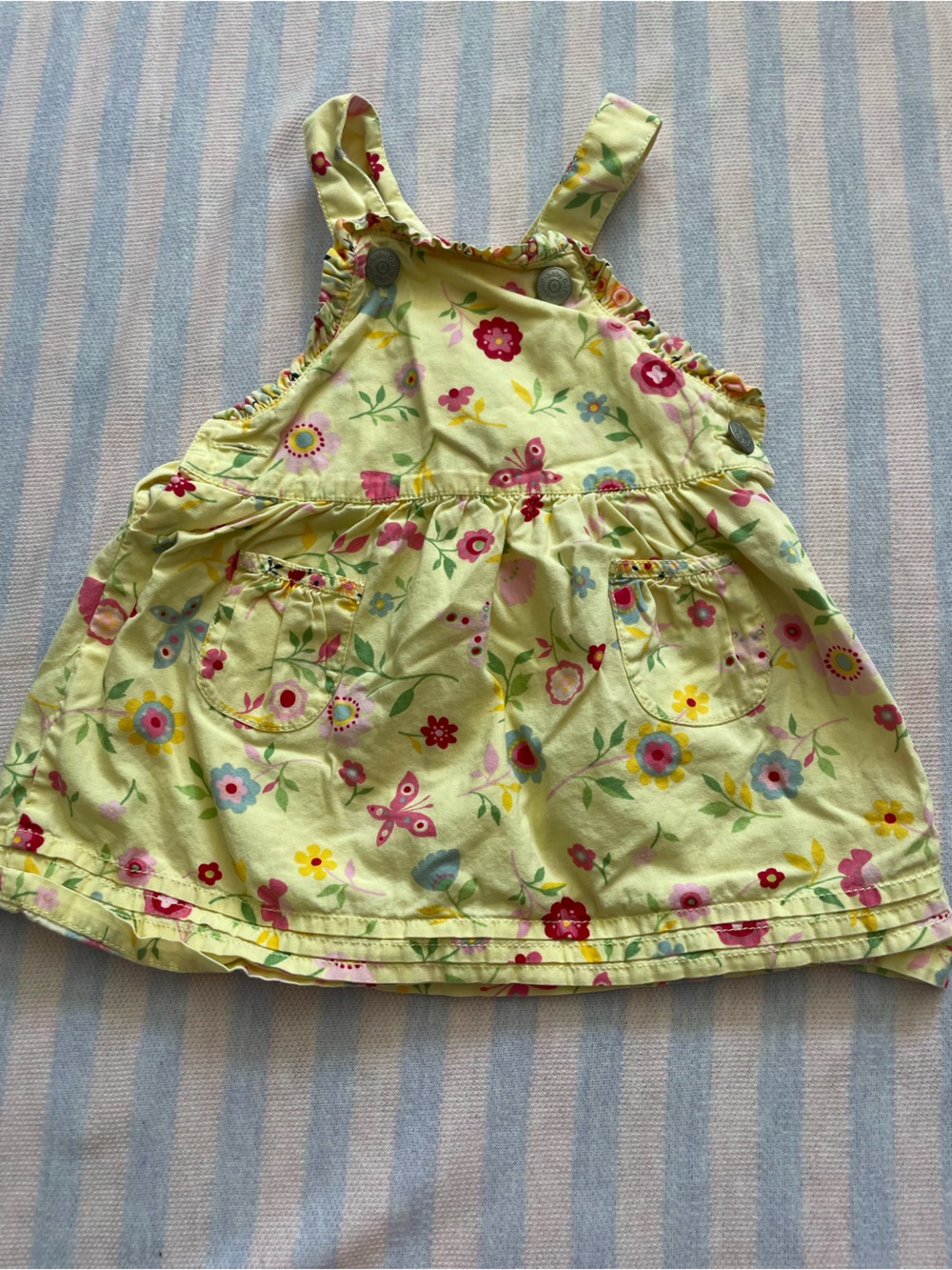 Vintage baby GAP Yellow Floral Baby Dress with Pockets 6-12M